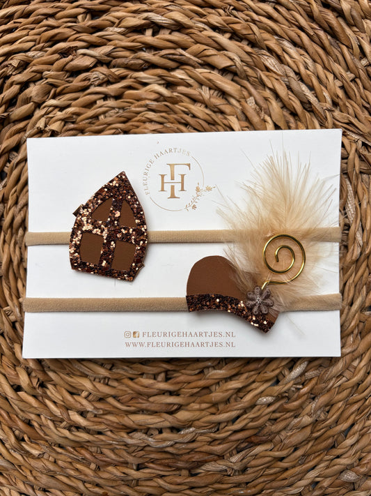 Sinterklaas haarbandje Bruin – Mijter & Pietenmuts