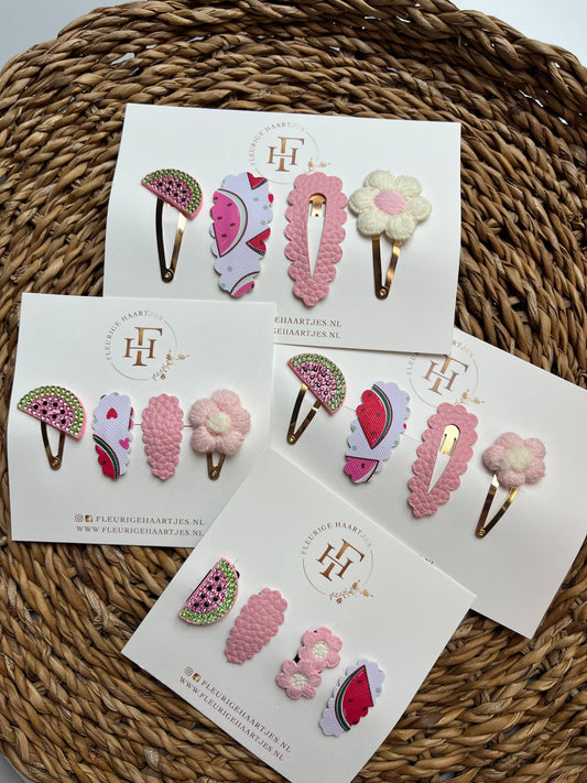 Watermelon Wishes | Set van 4 Haarknipjes
