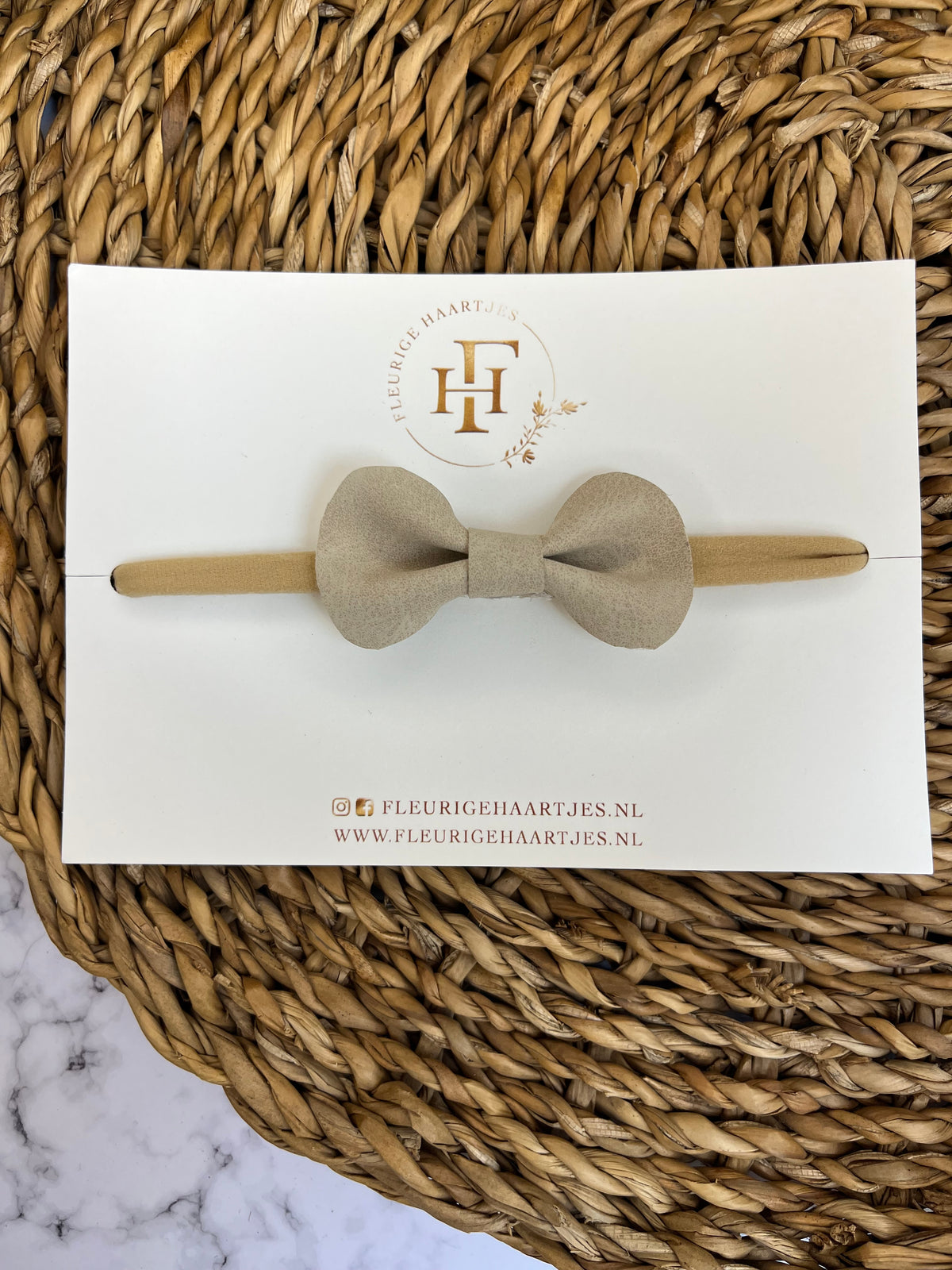 Beige Bow | Elastieken Haarband