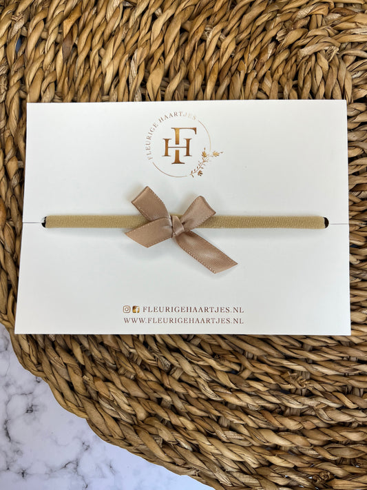 Tiny Beige Bow | Elastieken Haarband