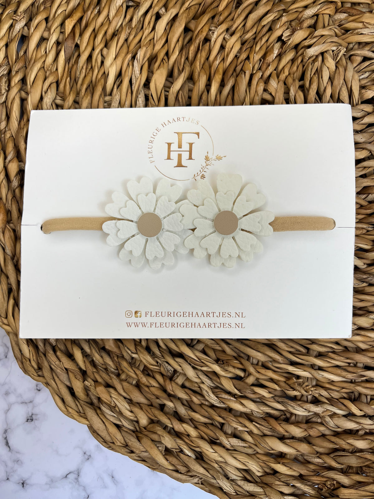 Ivory Blossom | Elastieken Haarband