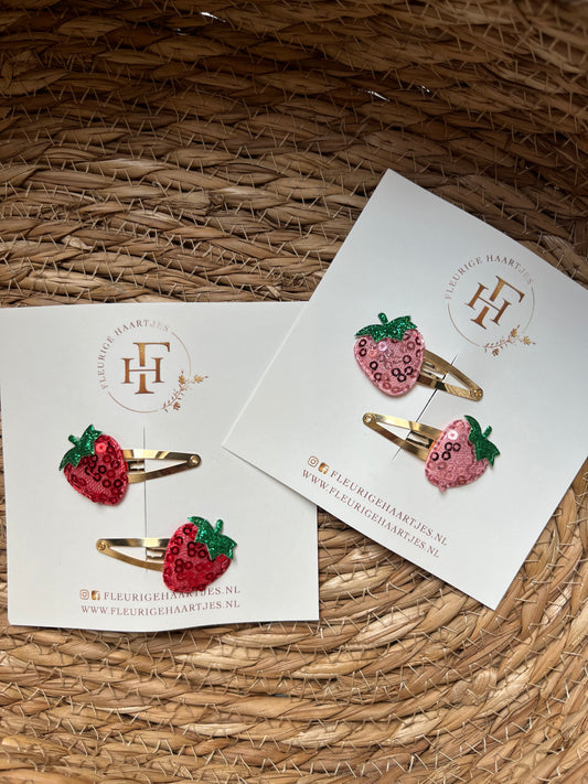 Strawberry Sparkle | Set van 2 Haarknipjes