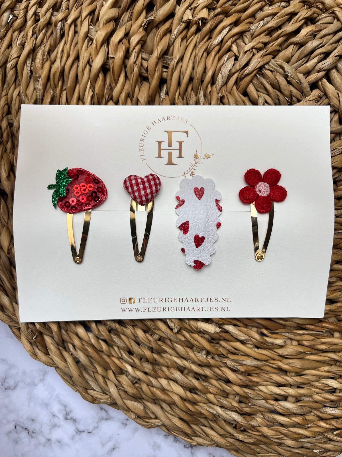 Sweet Red Strawberry - Aardbei Haarknipjes Klikklak & Antislip